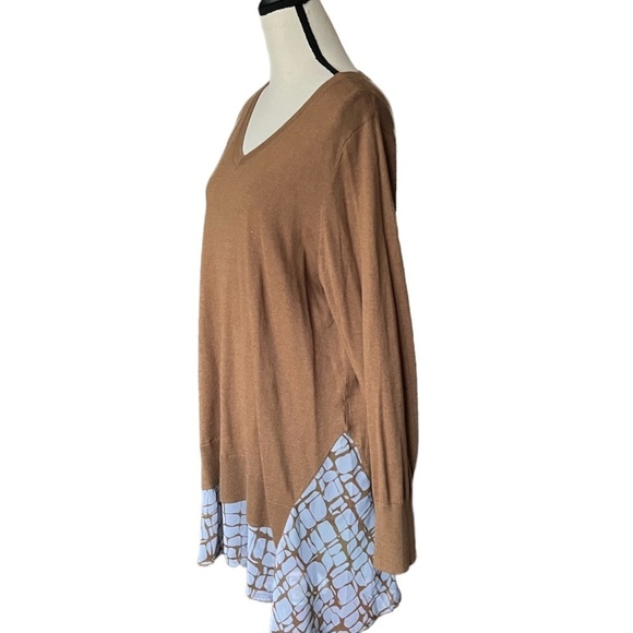 LOGO By Lori Goldstein Mocha Lakenlook Boho Cashmere Blend sweater - Picture 1 of 7